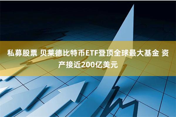 私募股票 贝莱德比特币ETF登顶全球最大基金 资产接近200亿美元